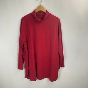 J.JILL Luxe Supima Shirttail Turtleneck Red Tunic Top